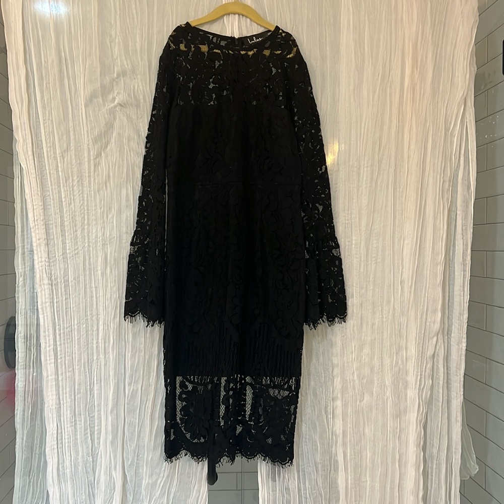LULUS Lacey Black, mid length dress | size Small